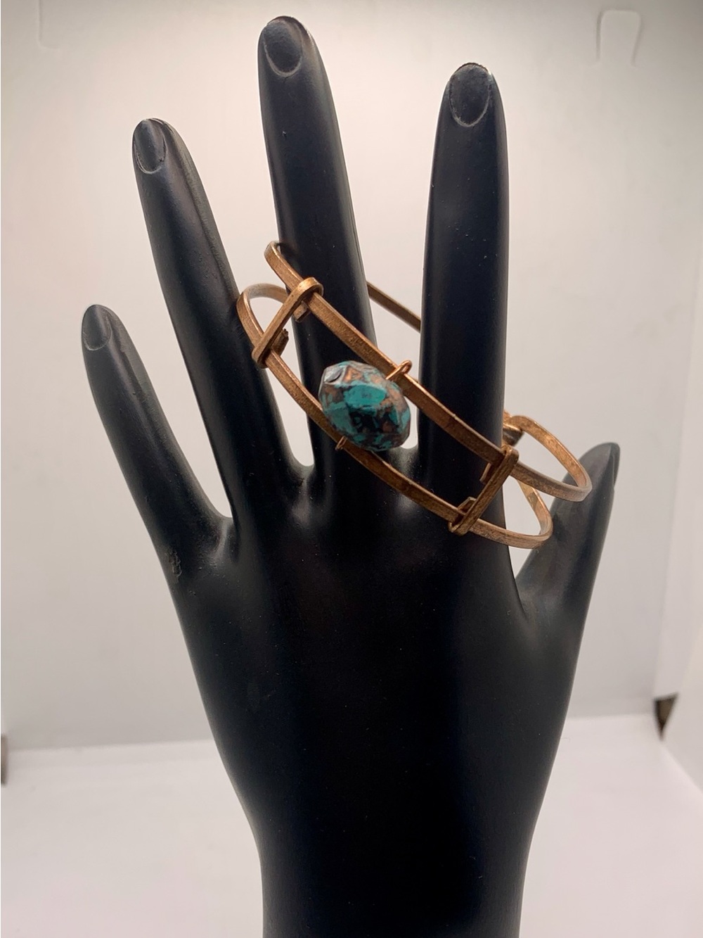 Turquoise Stone Copper Bracelet Handmade